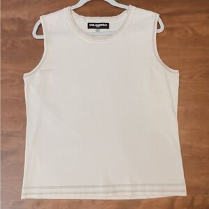 Karl Lagerfeld Ivory Tank Top with Champagne Trim